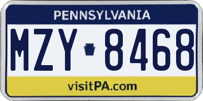PA license plate MZY8468