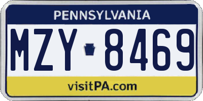 PA license plate MZY8469