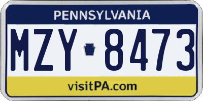 PA license plate MZY8473
