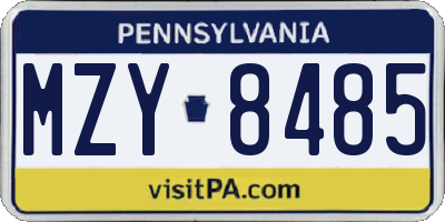 PA license plate MZY8485
