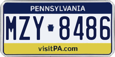 PA license plate MZY8486