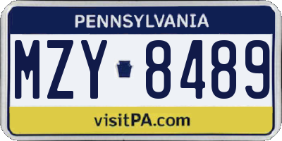 PA license plate MZY8489