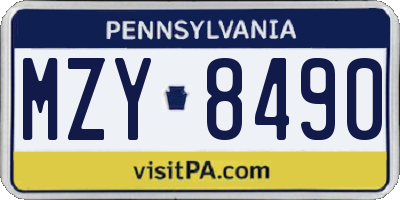 PA license plate MZY8490