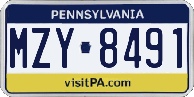 PA license plate MZY8491