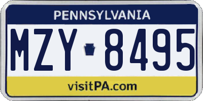 PA license plate MZY8495