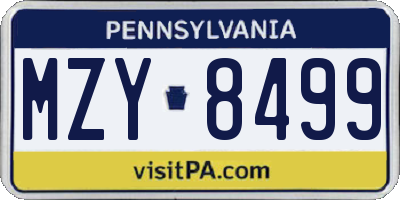 PA license plate MZY8499