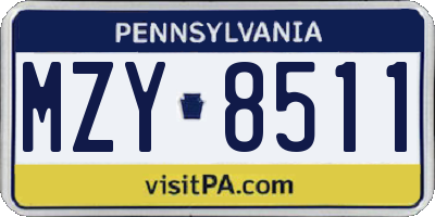 PA license plate MZY8511