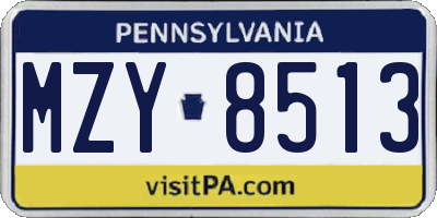 PA license plate MZY8513