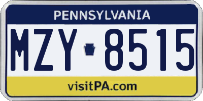 PA license plate MZY8515