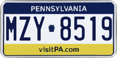 PA license plate MZY8519