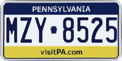 PA license plate MZY8525