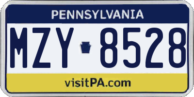 PA license plate MZY8528
