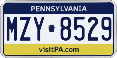 PA license plate MZY8529