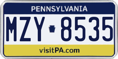 PA license plate MZY8535