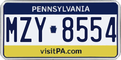 PA license plate MZY8554