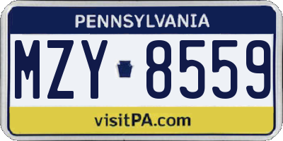 PA license plate MZY8559