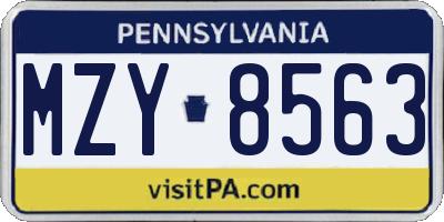 PA license plate MZY8563