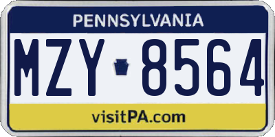 PA license plate MZY8564