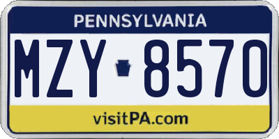 PA license plate MZY8570