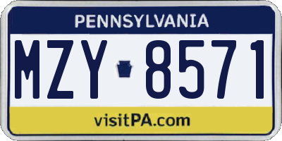 PA license plate MZY8571