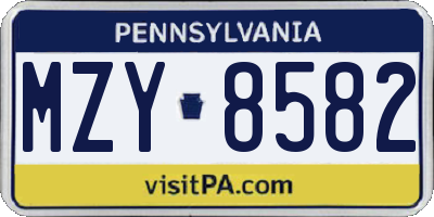 PA license plate MZY8582
