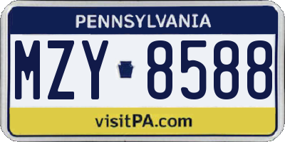 PA license plate MZY8588