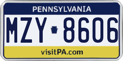 PA license plate MZY8606