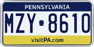PA license plate MZY8610