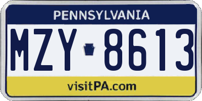 PA license plate MZY8613