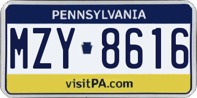 PA license plate MZY8616