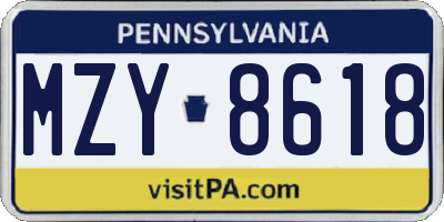 PA license plate MZY8618