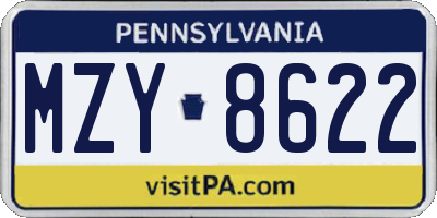 PA license plate MZY8622