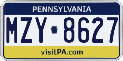 PA license plate MZY8627