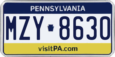 PA license plate MZY8630