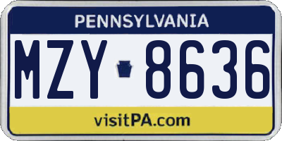 PA license plate MZY8636