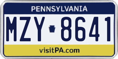 PA license plate MZY8641