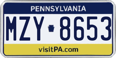 PA license plate MZY8653