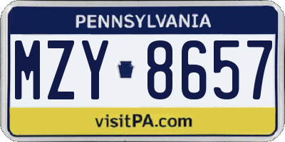 PA license plate MZY8657