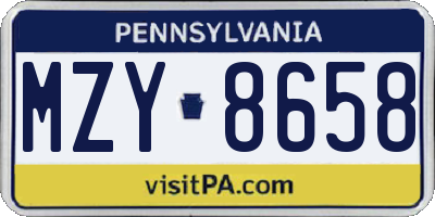 PA license plate MZY8658
