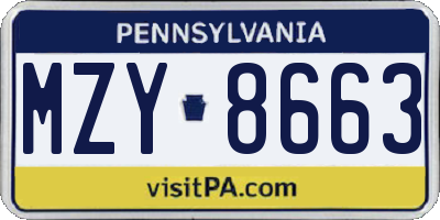 PA license plate MZY8663