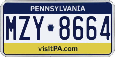 PA license plate MZY8664