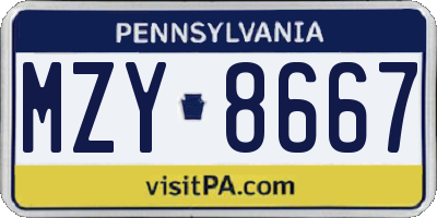 PA license plate MZY8667