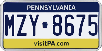 PA license plate MZY8675