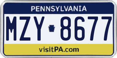 PA license plate MZY8677