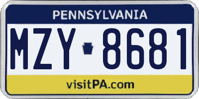 PA license plate MZY8681