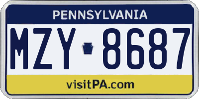 PA license plate MZY8687