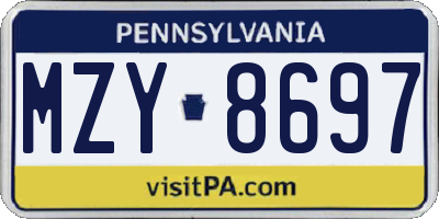 PA license plate MZY8697