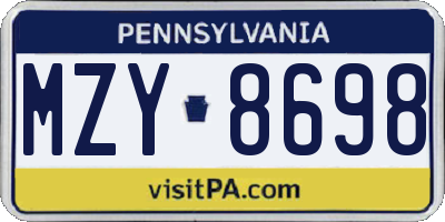 PA license plate MZY8698