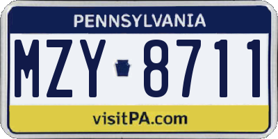PA license plate MZY8711