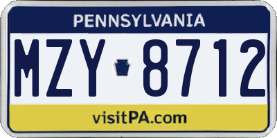 PA license plate MZY8712